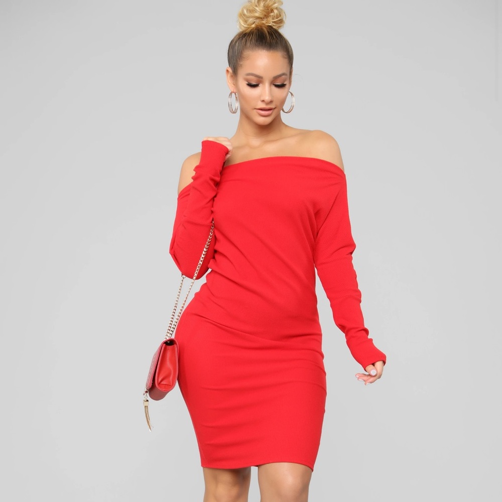 Red midi dress